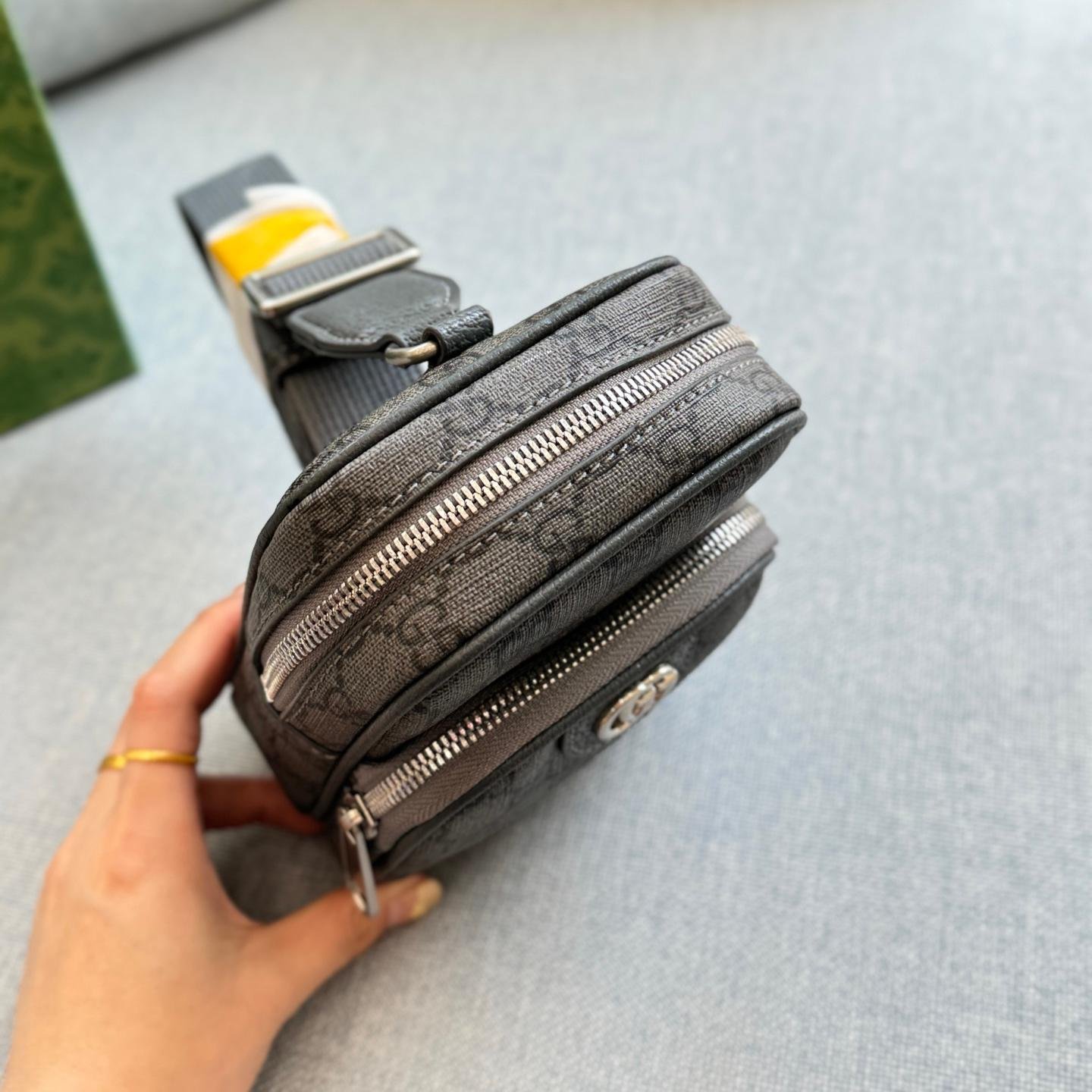 Gucci Ophidia GG Supreme Mini Phone Crossbody Bag – Grey & Black Canvas 19cm - 图片 5