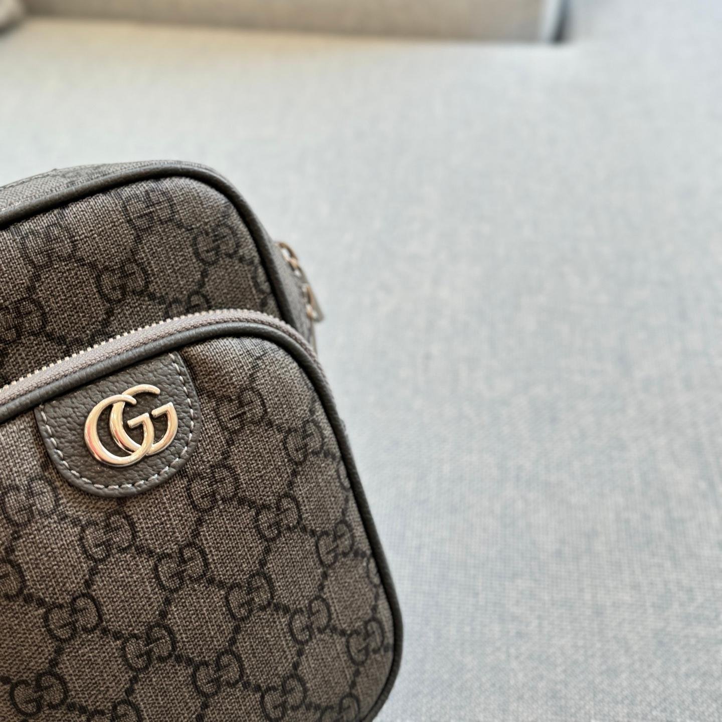 Gucci Ophidia GG Supreme Mini Phone Crossbody Bag – Grey & Black Canvas 19cm - 图片 6