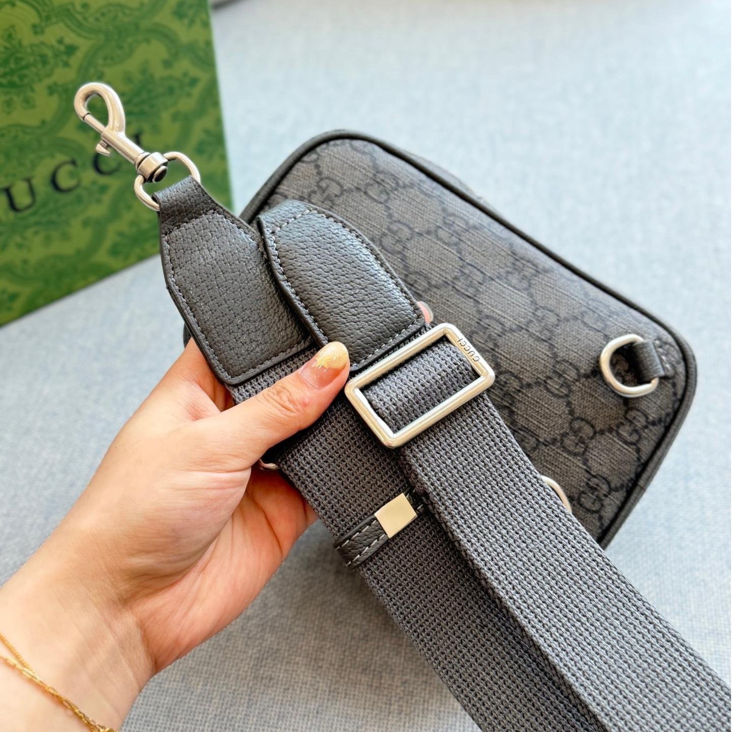 Gucci Ophidia GG Supreme Mini Phone Crossbody Bag – Grey & Black Canvas 19cm - 图片 8