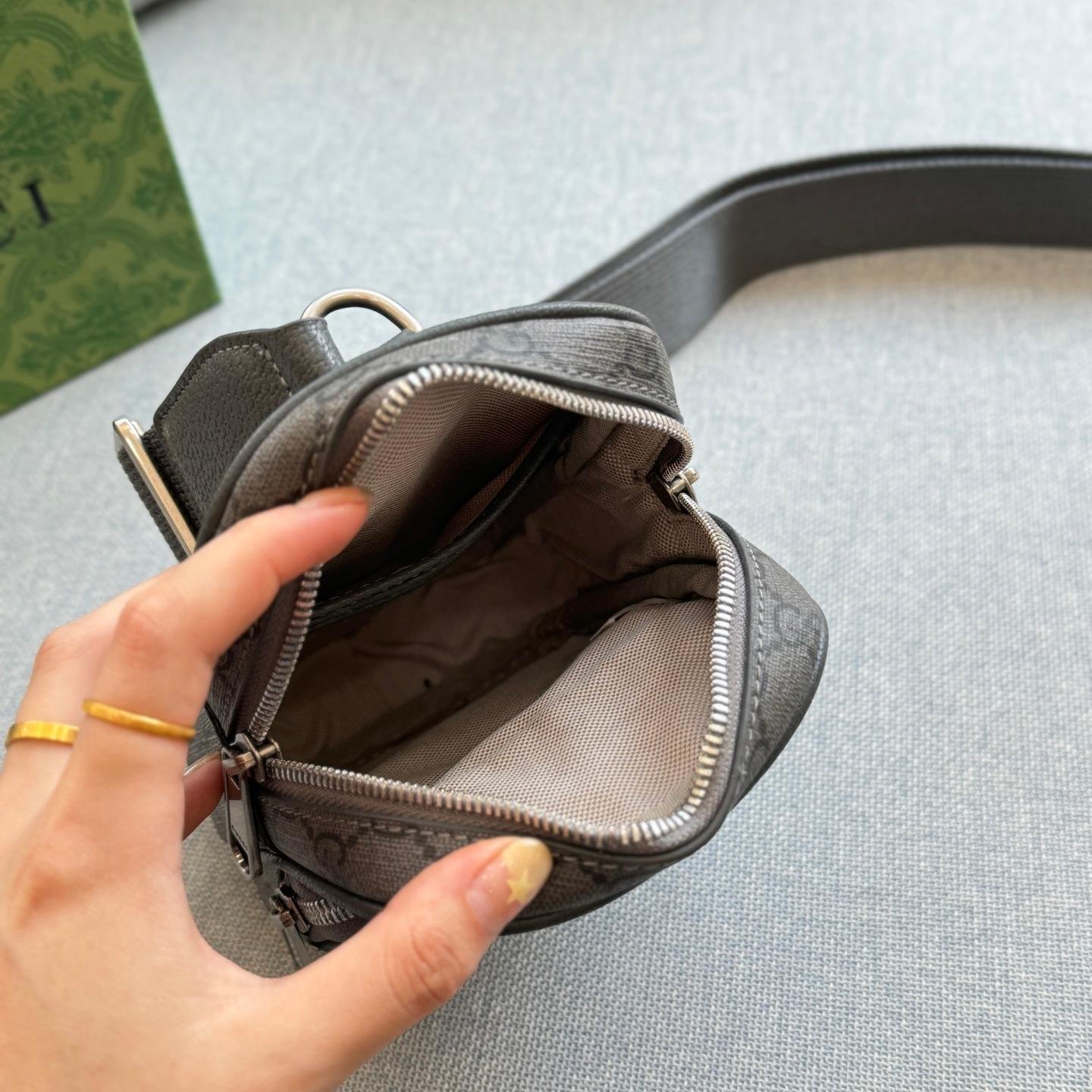 Gucci Ophidia GG Supreme Mini Phone Crossbody Bag – Grey & Black Canvas 19cm - 图片 9