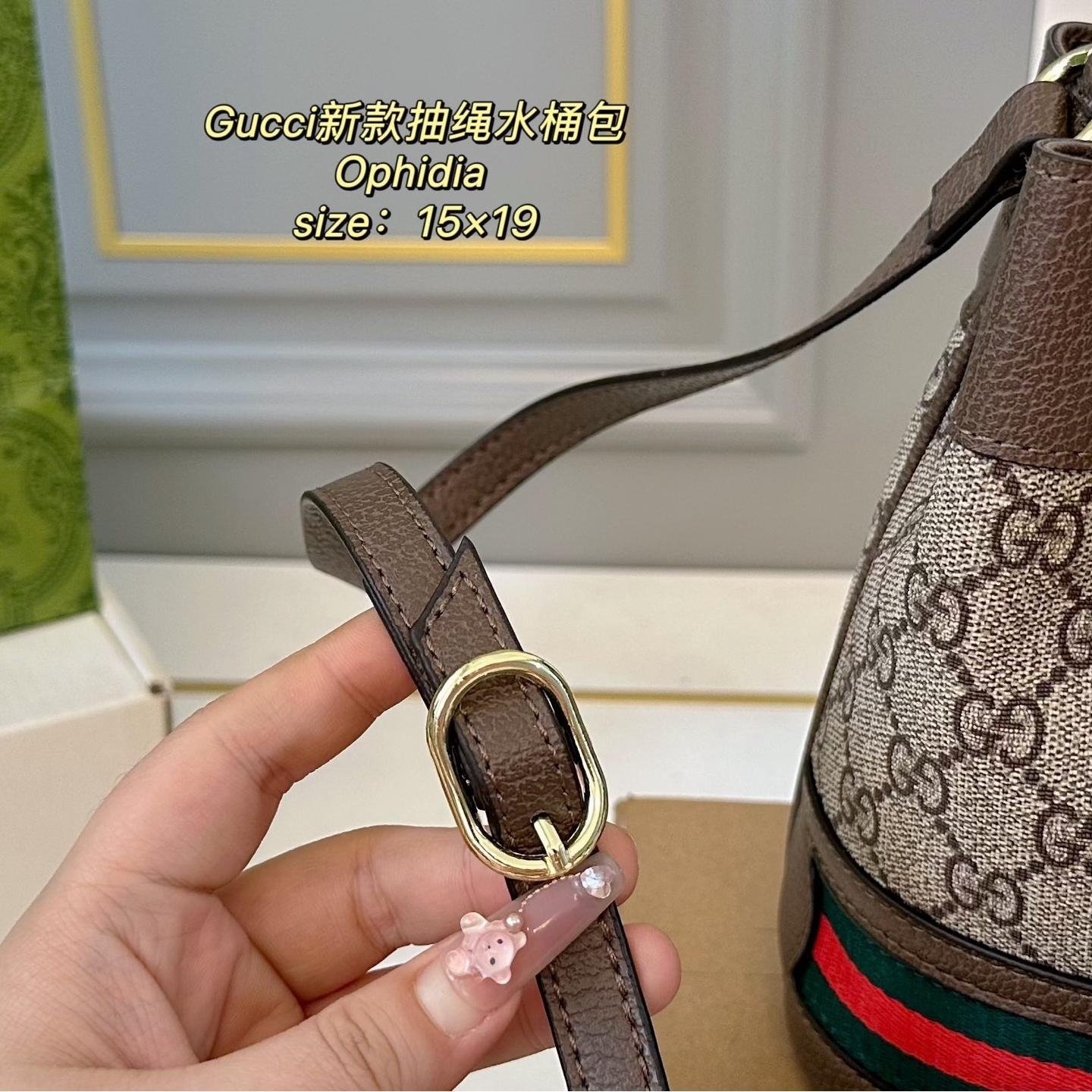 Gucci Ophidia GG Mini Bucket Bag – Vintage Drawstring Crossbody 19cm - 图片 7