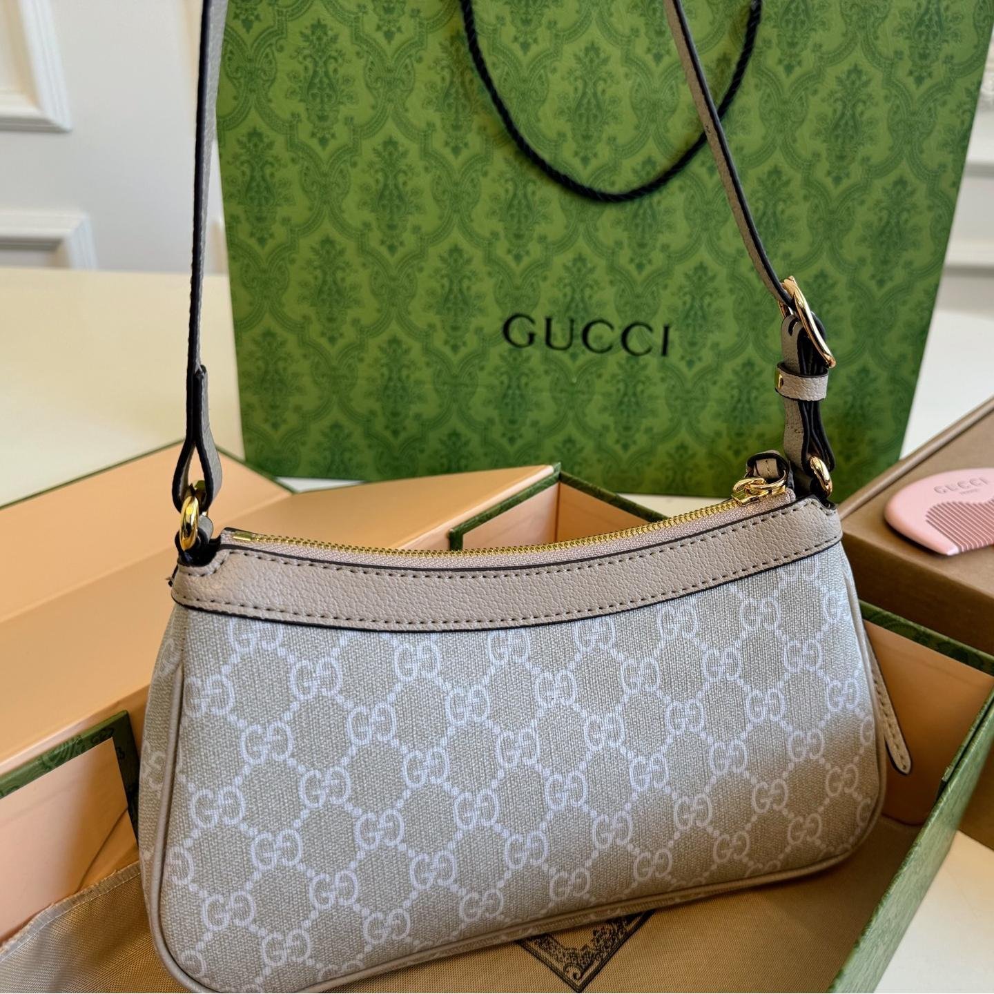 Gucci Ophidia GG Mini Shoulder Bag – Retro Underarm Style 25cm - 图片 5