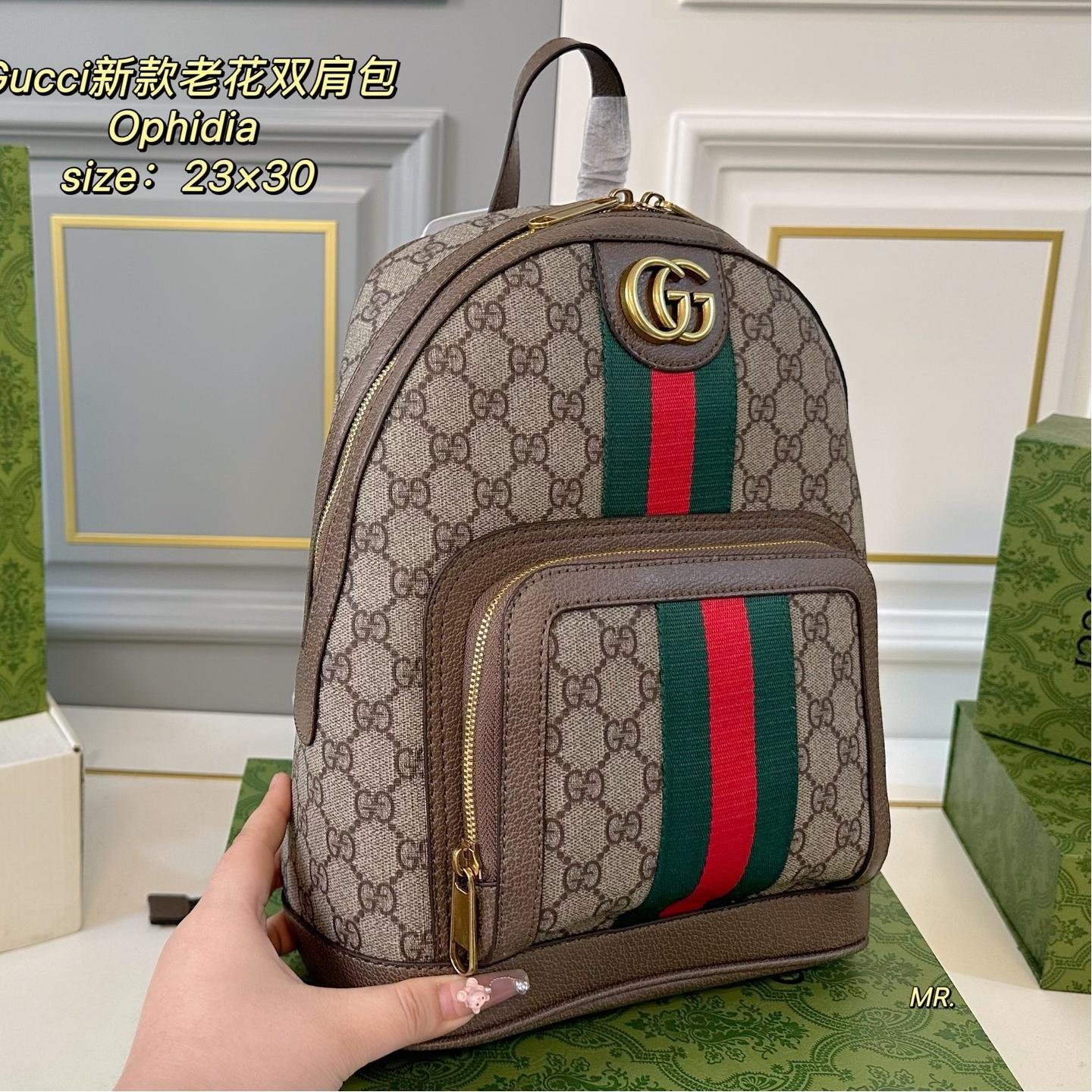 Gucci Ophidia GG Supreme Mini Backpack – Vintage Web Stripe 30CM - 图片 2