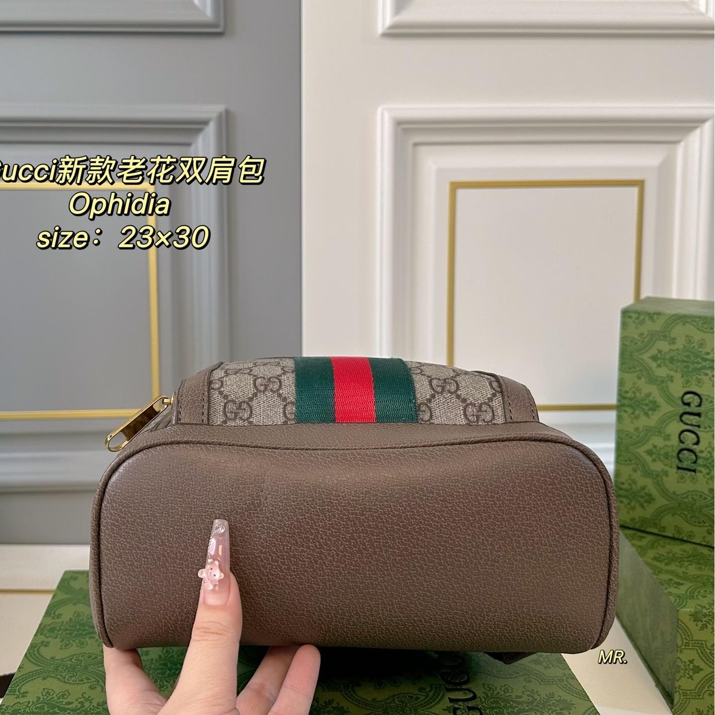 Gucci Ophidia GG Supreme Mini Backpack – Vintage Web Stripe 30CM - 图片 6
