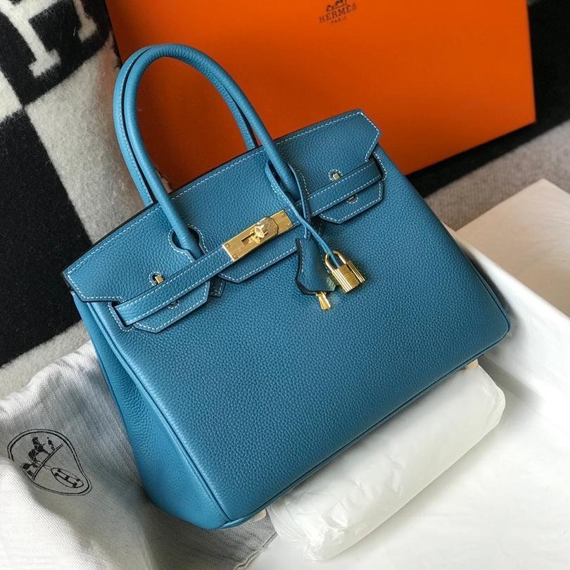 Birkin Denim Blue Calfskin 25CM/30CM - 图片 2