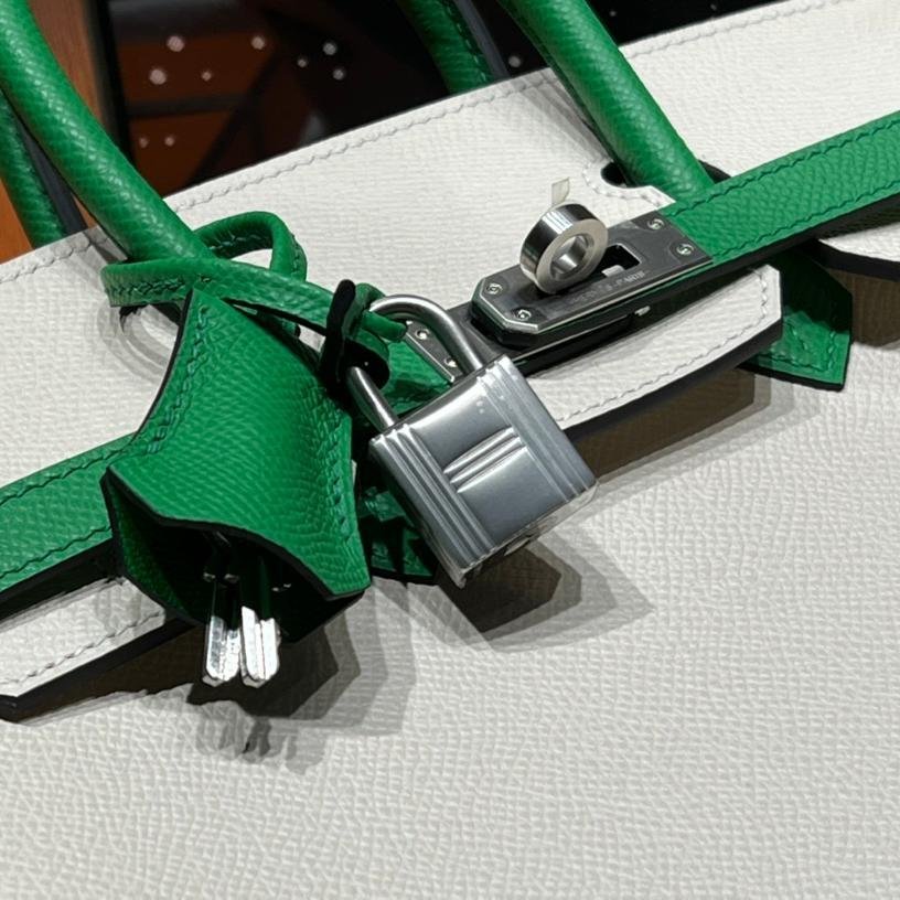 Birkin Milkshake White with Bamboo Green Epsom Leather 25CM/30CM - 图片 3