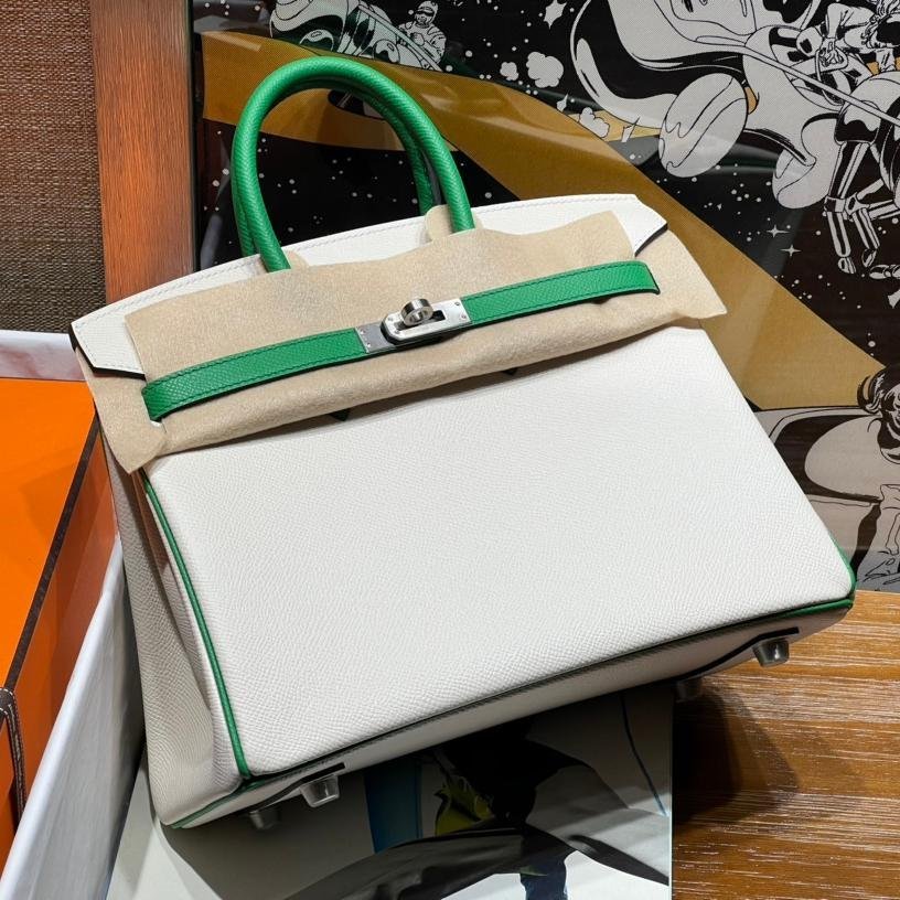 Birkin Milkshake White with Bamboo Green Epsom Leather 25CM/30CM - 图片 9