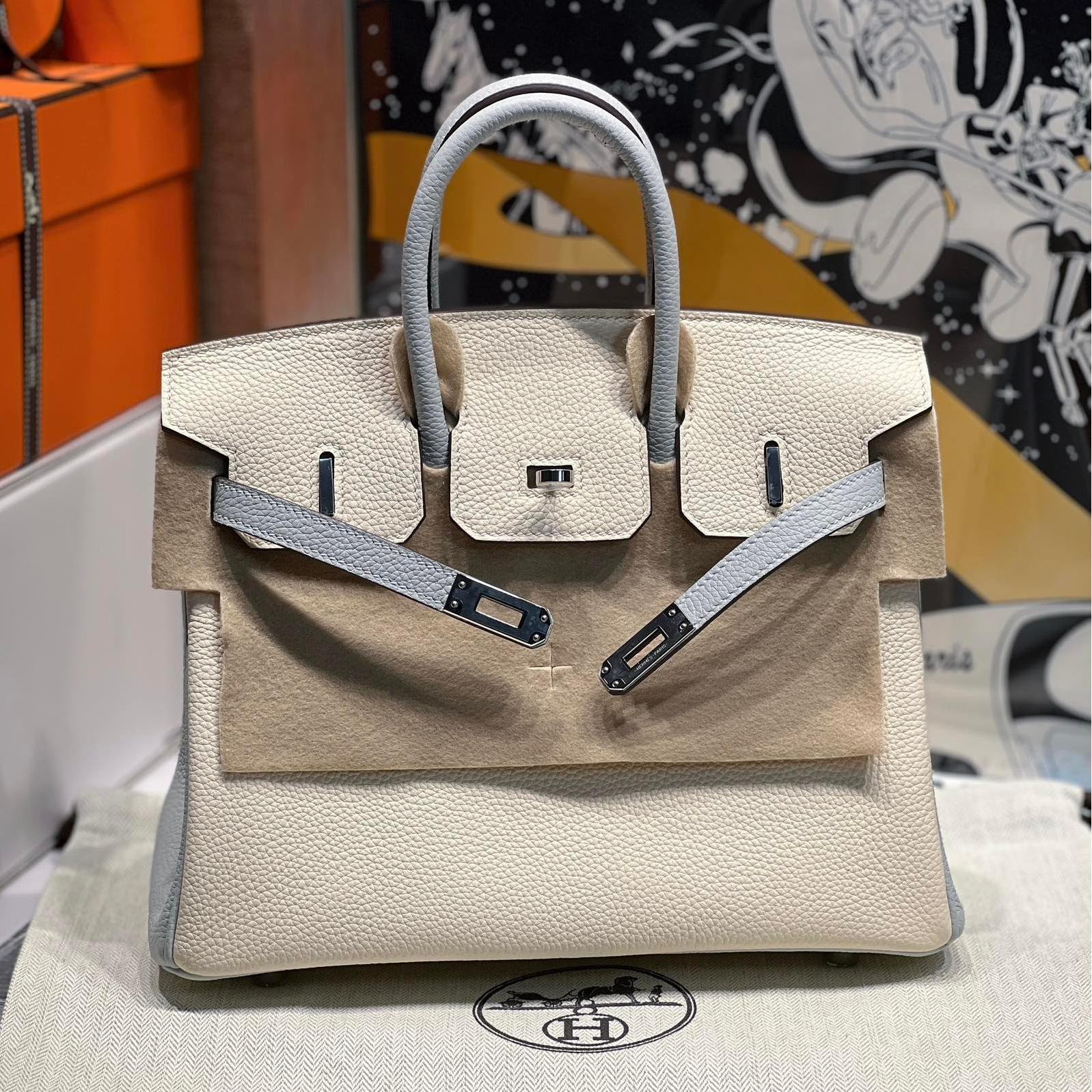 Birkin Misty Blue with Nata Cream White Togo Leather 25CM/30CM - 图片 2