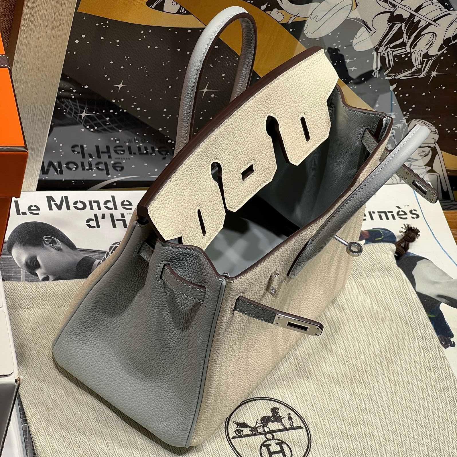 Birkin Misty Blue with Nata Cream White Togo Leather 25CM/30CM - 图片 3