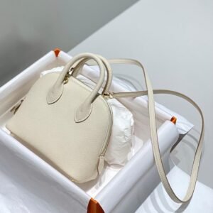 Mini Bolide Bowling Milkshake White Evercolor Leather Gold Hardware