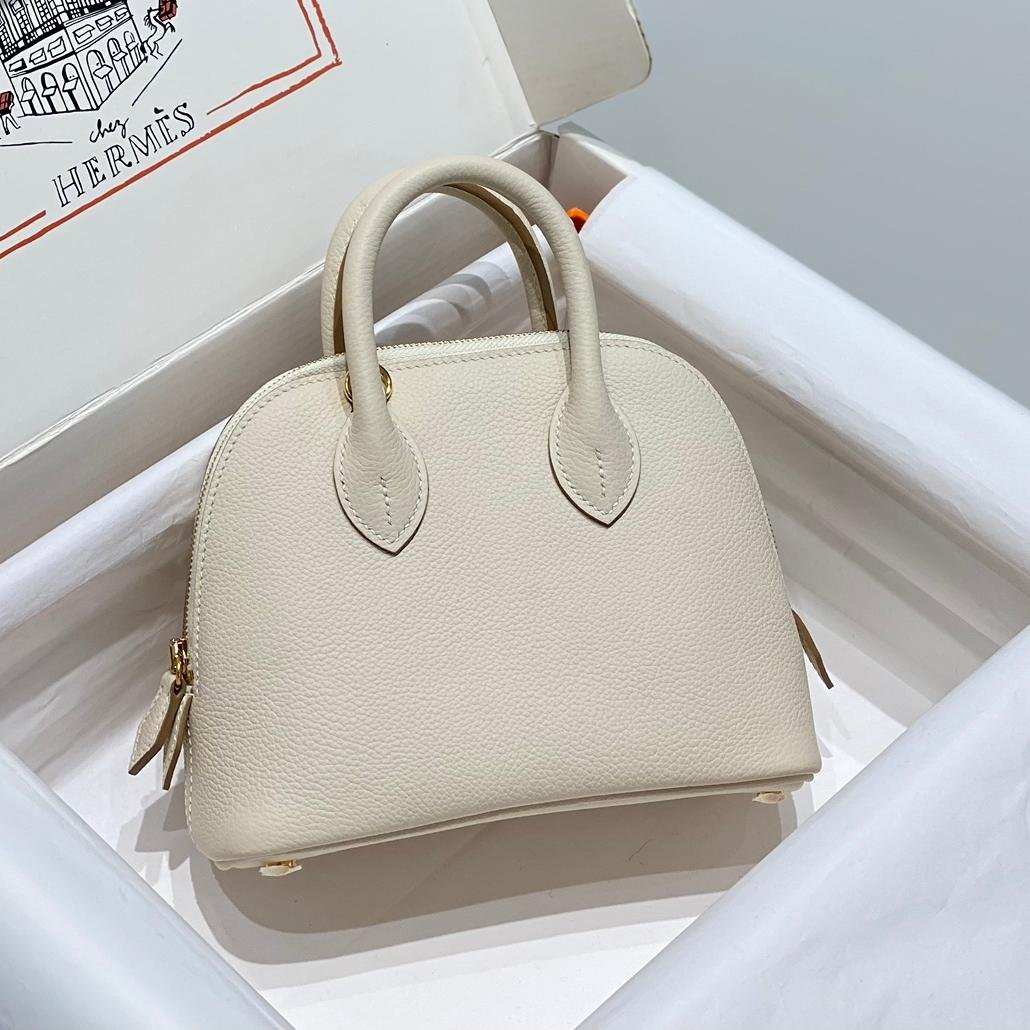 Mini Bolide Bowling Milkshake White Evercolor Leather Gold Hardware - 图片 3