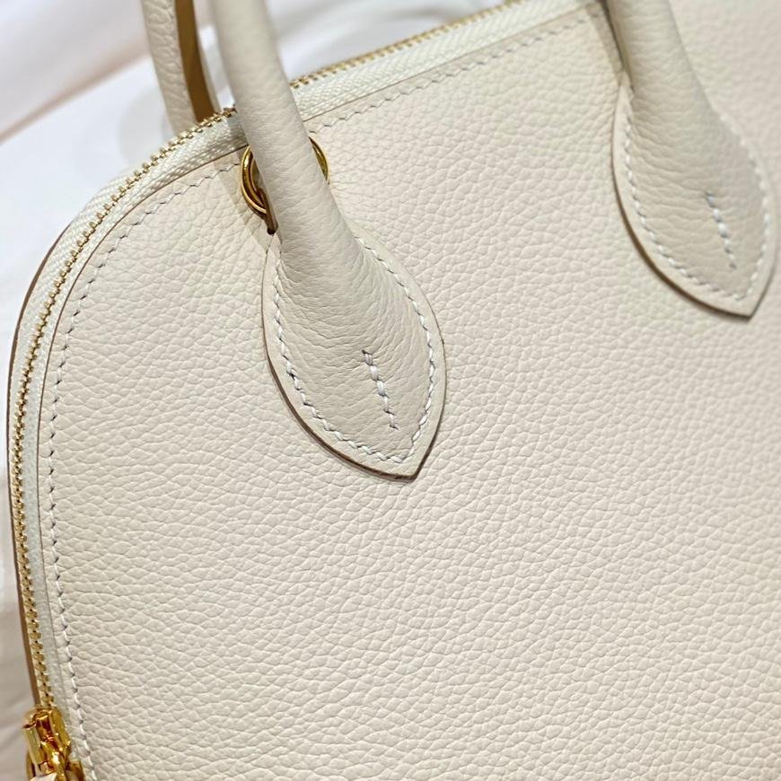 Mini Bolide Bowling Milkshake White Evercolor Leather Gold Hardware - 图片 5