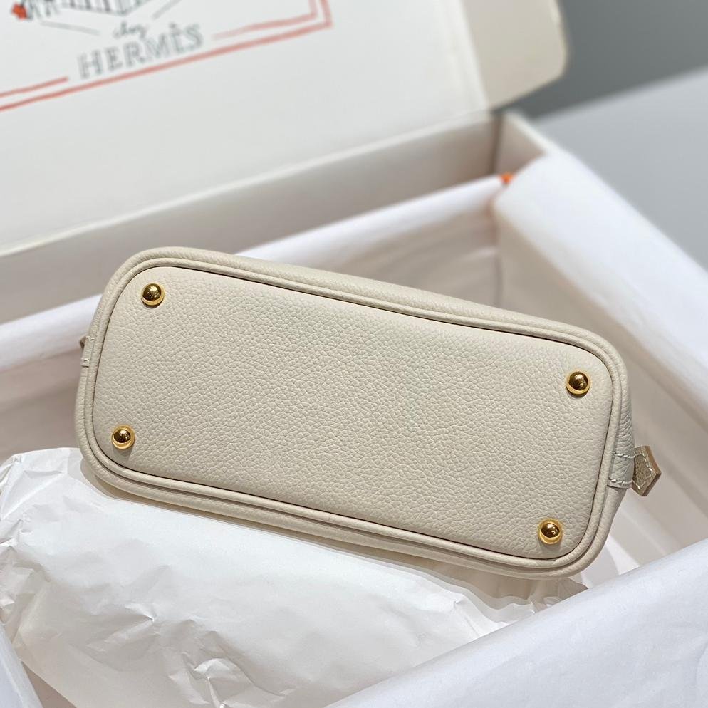 Mini Bolide Bowling Milkshake White Evercolor Leather Gold Hardware - 图片 9