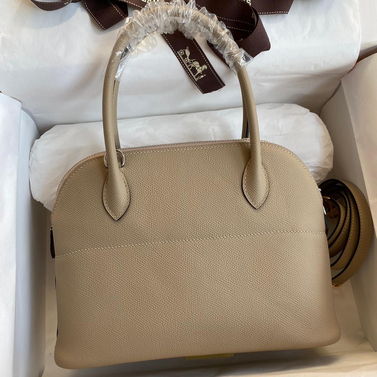 Bolide Light Grey Epsom Leather Waxed Thread Silver Hardware 27CM - 图片 2