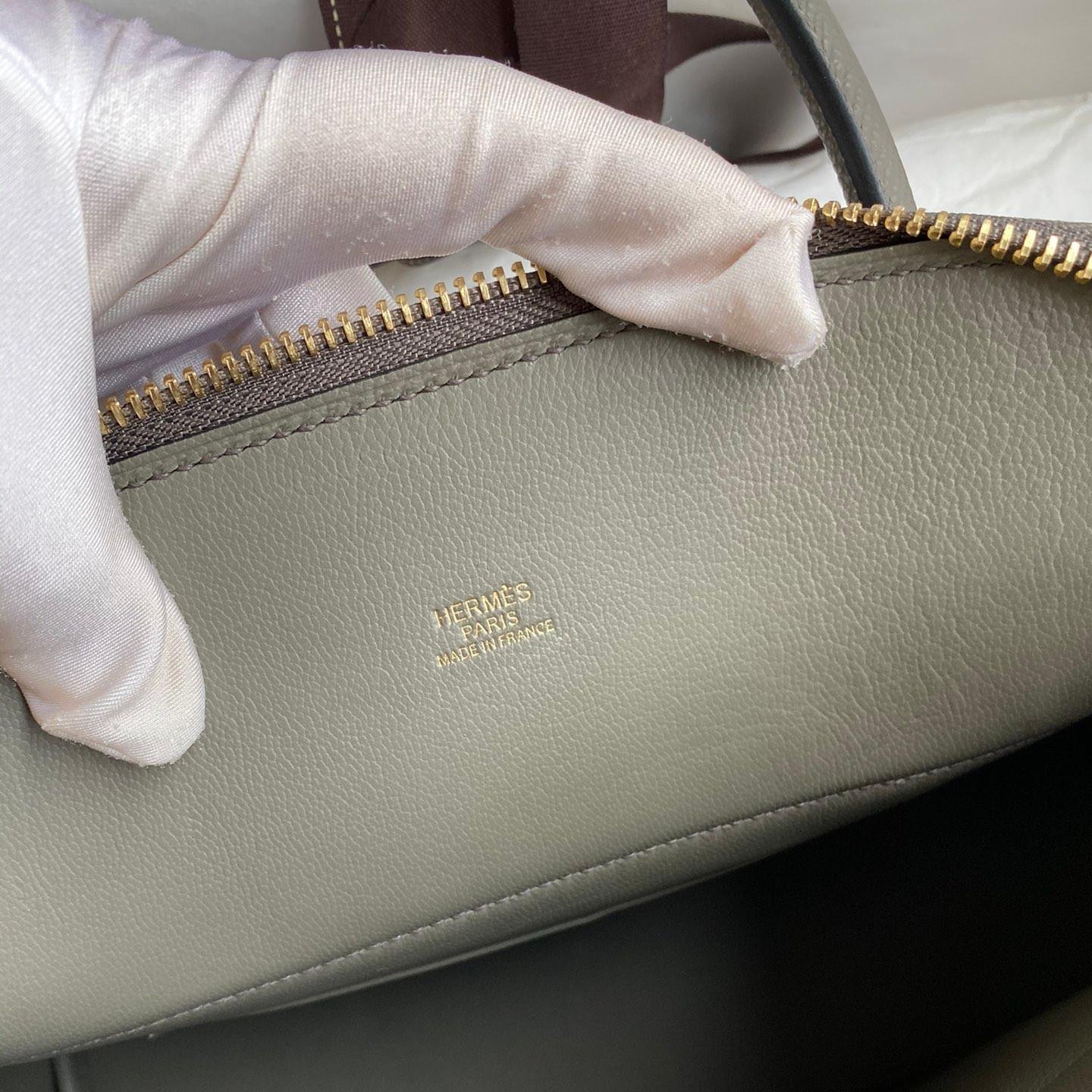 Bolide Pewter Grey Epsom Leather Gold Hardware Waxed Thread 27CM - 图片 9