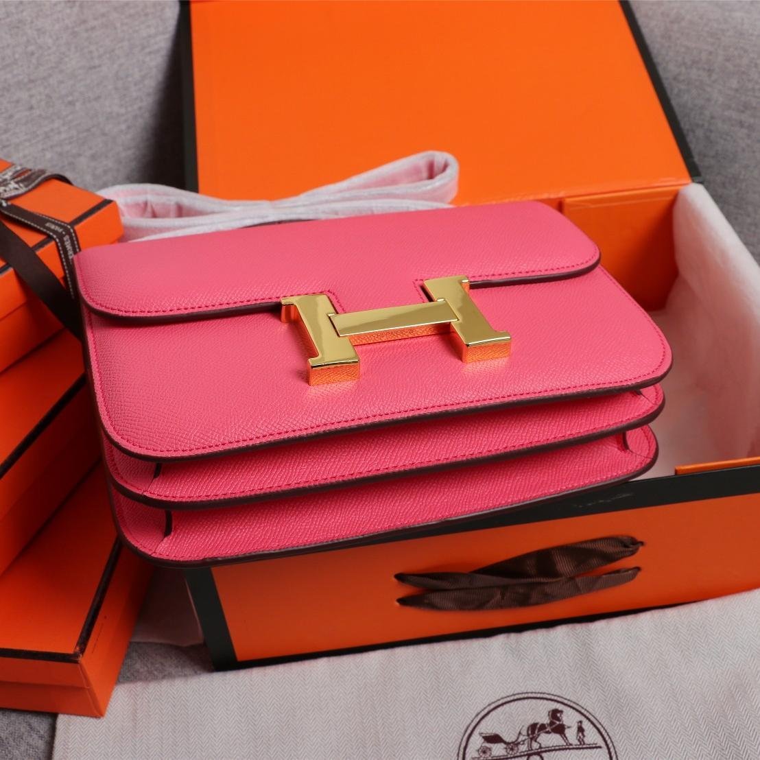 Constance Lipstick Pink Epsom Leather Gold Hardware Large 20CM/23CM - 图片 3