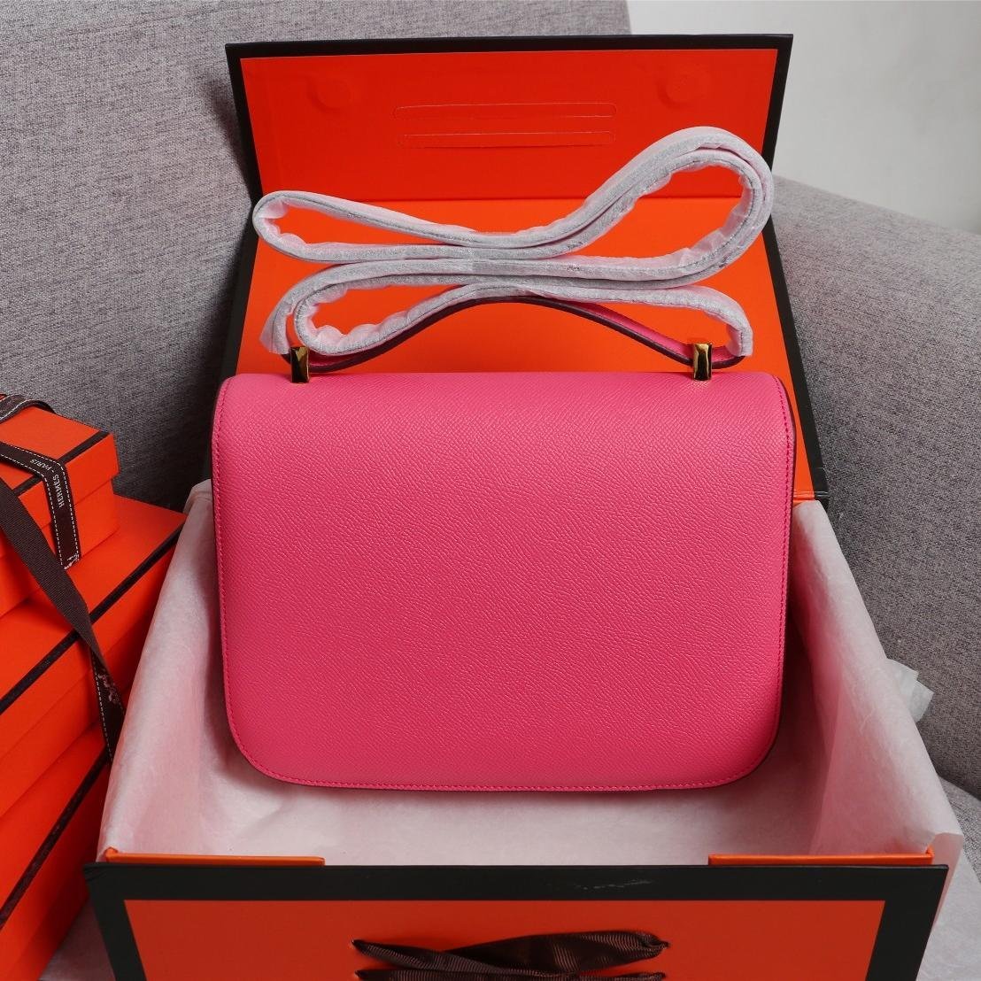 Constance Lipstick Pink Epsom Leather Gold Hardware Large 20CM/23CM - 图片 4