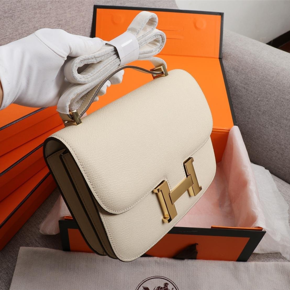 Constance Cream Epsom Leather Gold Hardware Large 20CM/23CM - 图片 2