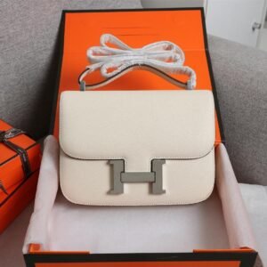 Constance Cream Epsom Leather Silver Hardware Large 20CM/23CM
