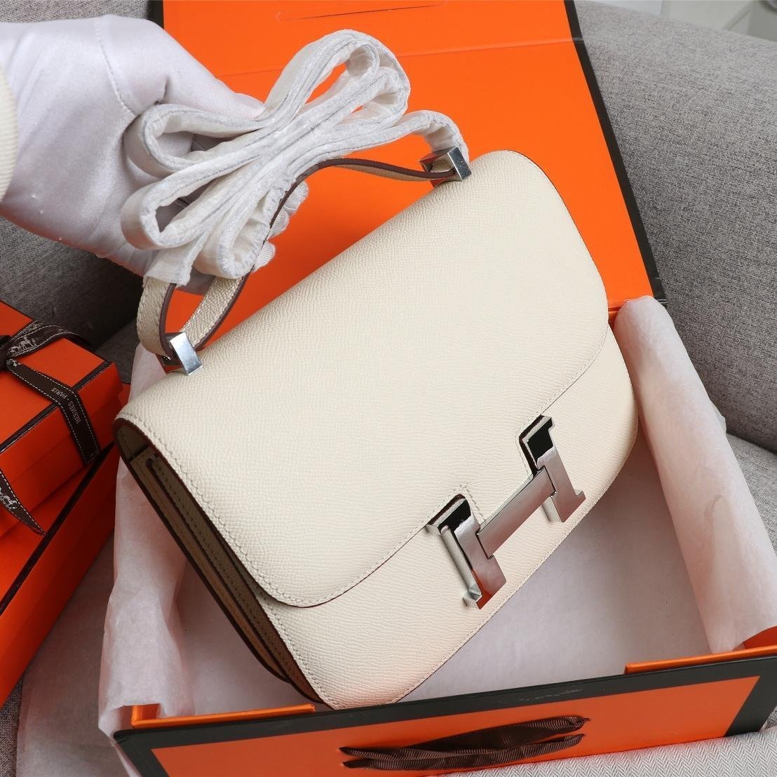 Constance Cream Epsom Leather Silver Hardware Large 20CM/23CM - 图片 2