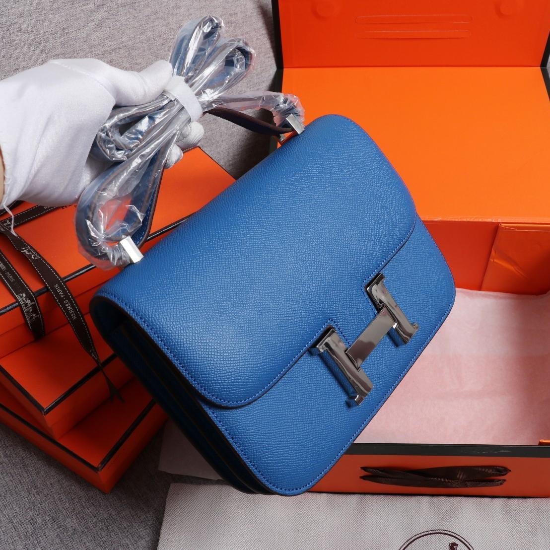Constance Water Sprite Blue Epsom Leather Silver Hardware Large 20CM/23CM - 图片 2