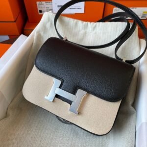 Constance Chèvre Goat Leather Black Silver Hardware 20CM/23CM
