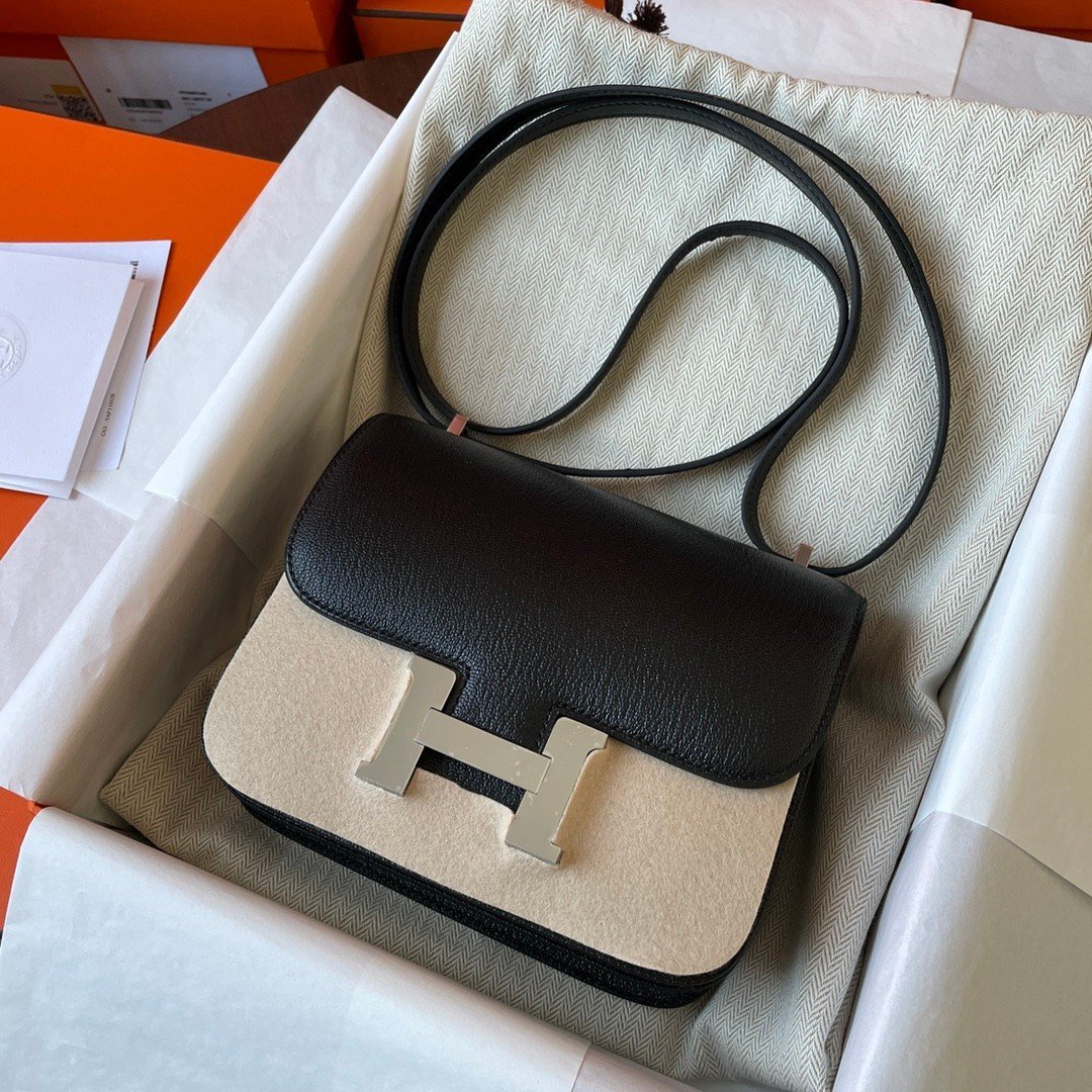 Constance Chèvre Goat Leather Black Silver Hardware 20CM/23CM - 图片 2