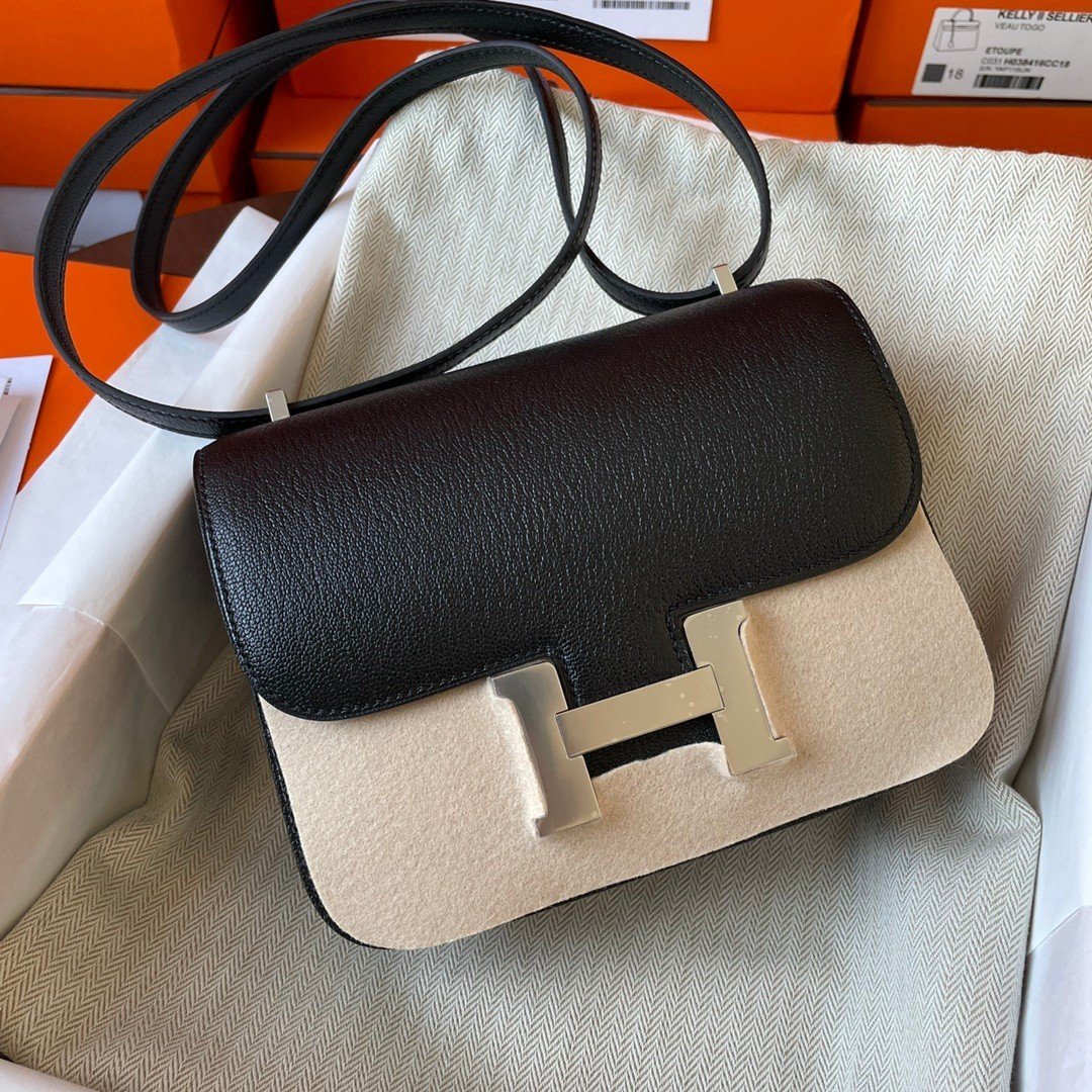 Constance Chèvre Goat Leather Black Silver Hardware 20CM/23CM - 图片 3