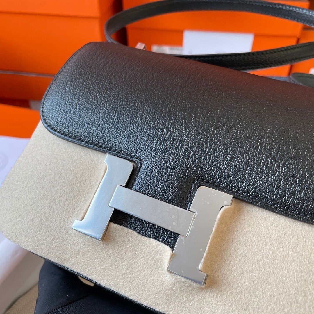 Constance Chèvre Goat Leather Black Silver Hardware 20CM/23CM - 图片 5