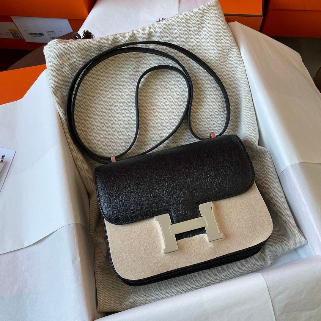 Constance Chèvre Goat Leather Black Silver Hardware 20CM/23CM - 图片 9