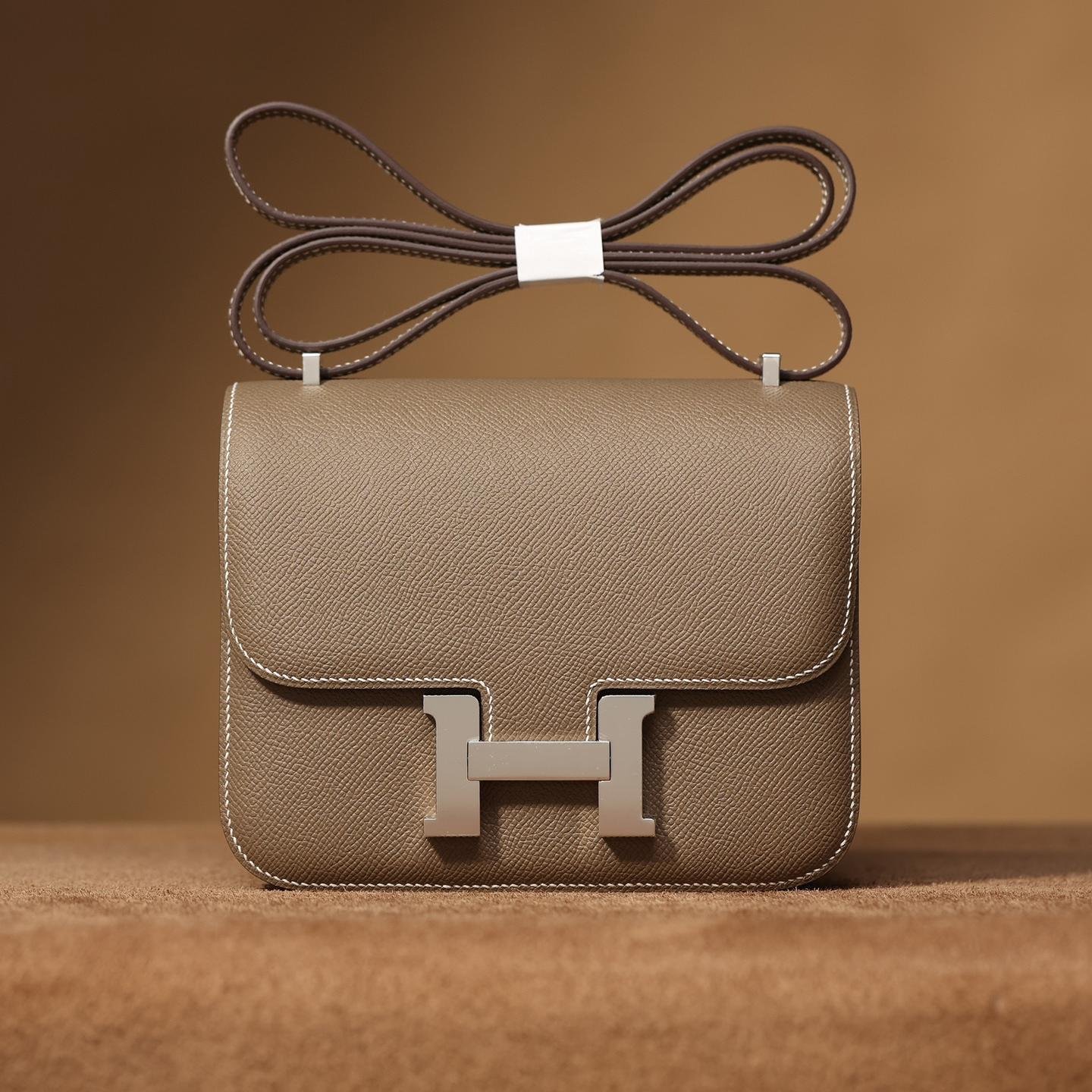 Constance Elephant Grey Silver Hardware Epsom Leather 20CM/23CM