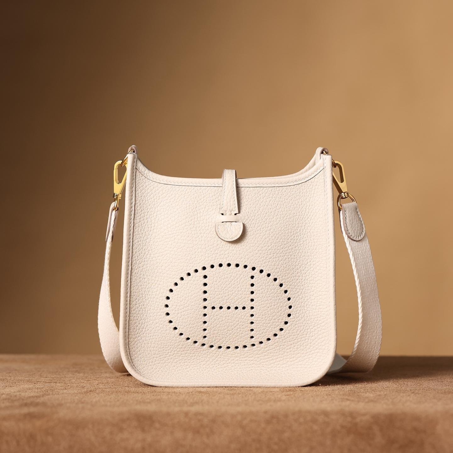Evelyne Milk White Taurillon Maurice Calfskin Gold Hardware 18CM