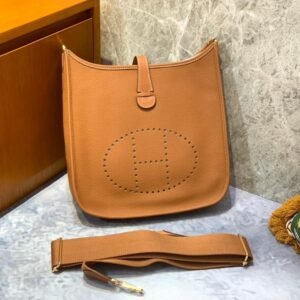 Evelyne Trench Grey Togo Leather Gold Hardware 29CM