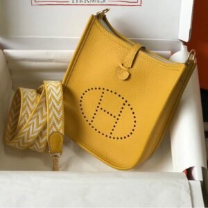 Evelyne Amber Yellow Togo Leather Gold Hardware 18CM