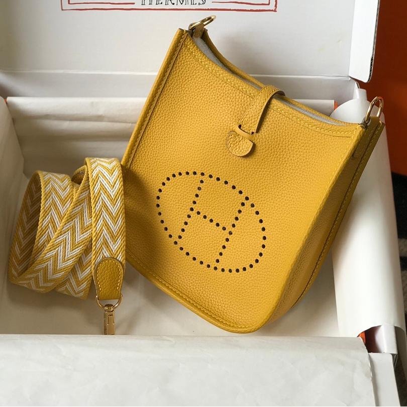 Evelyne Amber Yellow Togo Leather Gold Hardware 18CM
