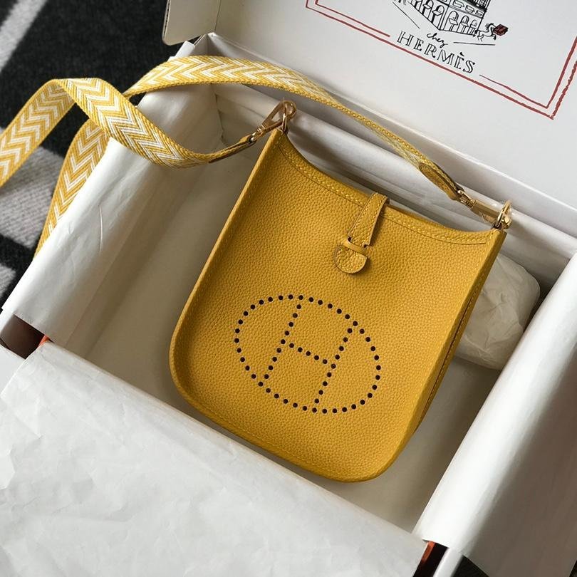 Evelyne Amber Yellow Togo Leather Gold Hardware 18CM - 图片 3