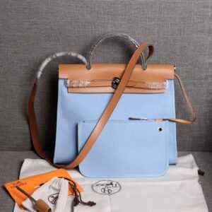Herbag Blue/Brown Canvas Calfskin 31CM