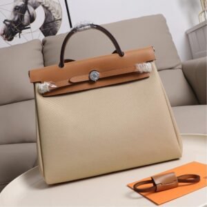 Herbag Beige Canvas Calfskin 31CM