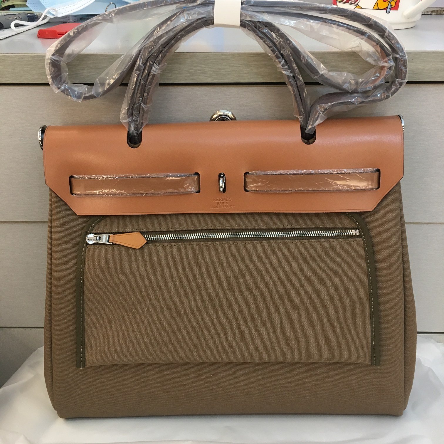 Herbag Elephant Grey Canvas Calfskin 31CM - 图片 2