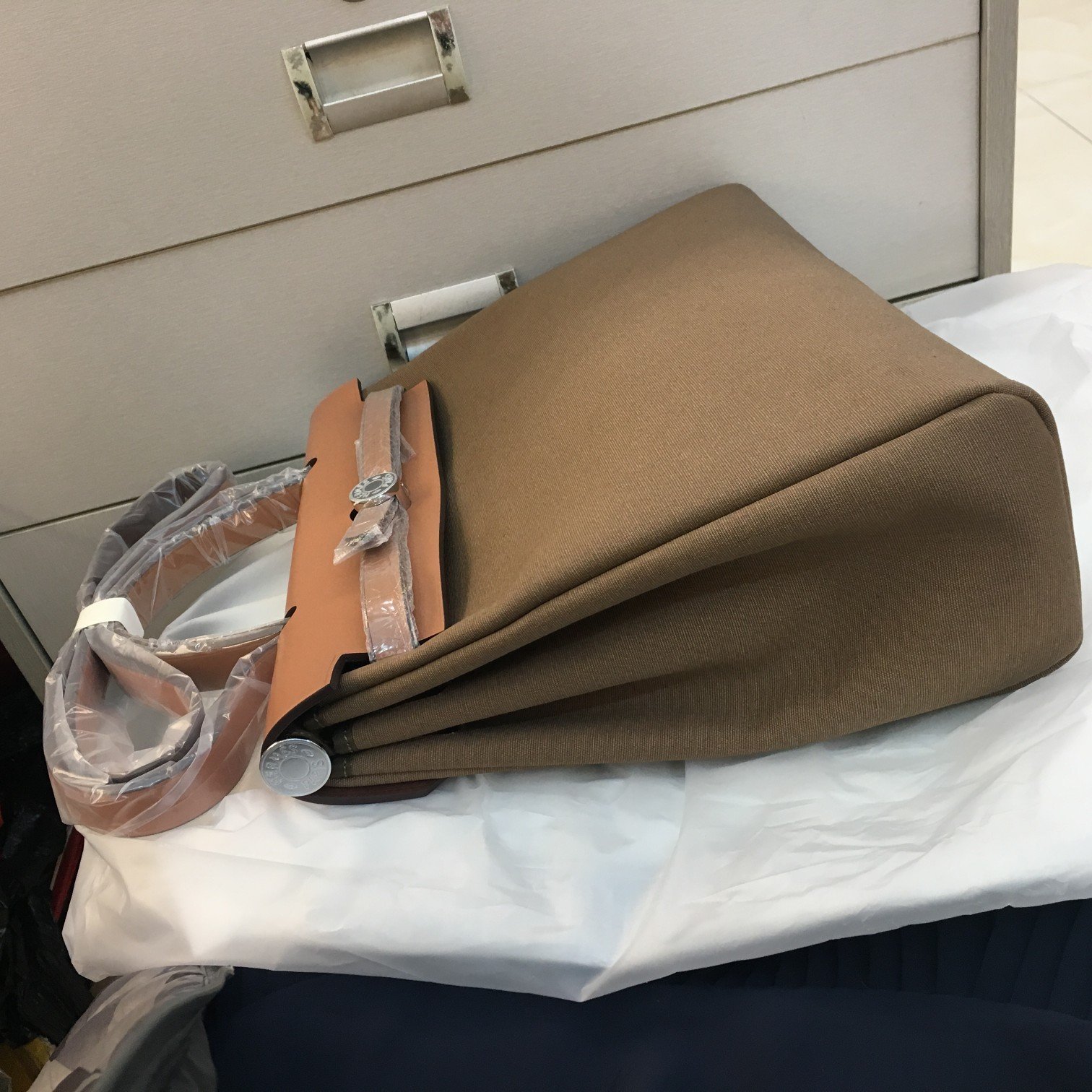 Herbag Elephant Grey Canvas Calfskin 31CM - 图片 3