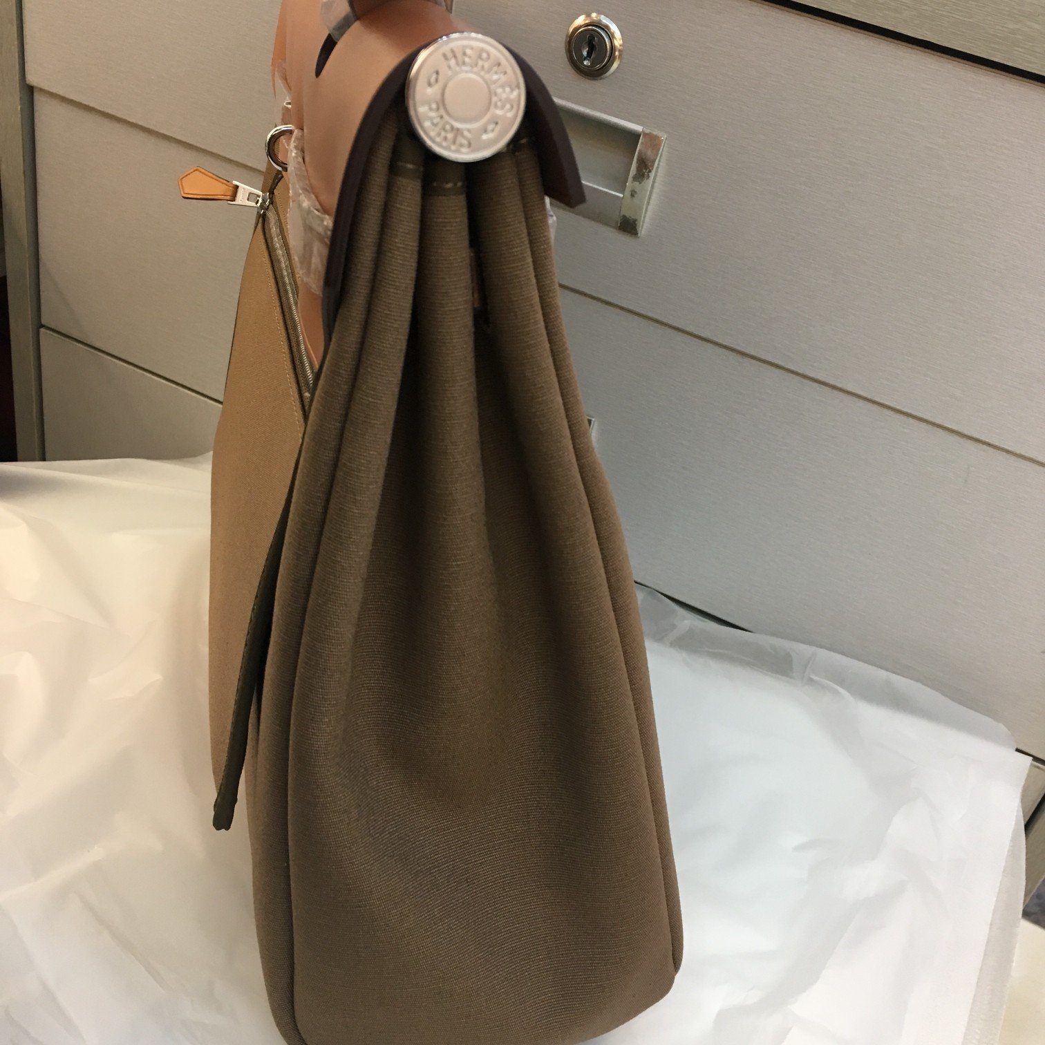 Herbag Elephant Grey Canvas Calfskin 31CM - 图片 4
