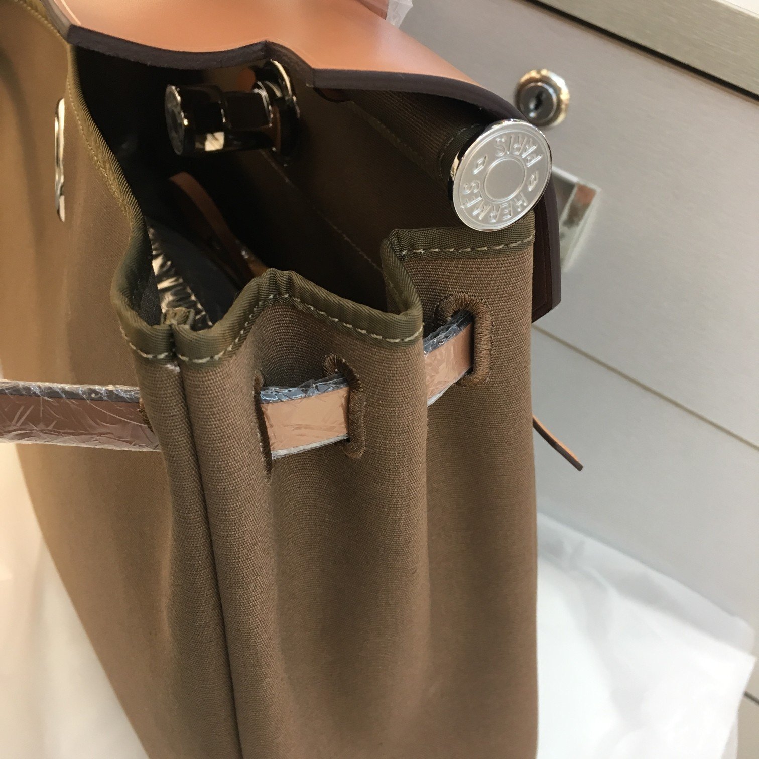 Herbag Elephant Grey Canvas Calfskin 31CM - 图片 6
