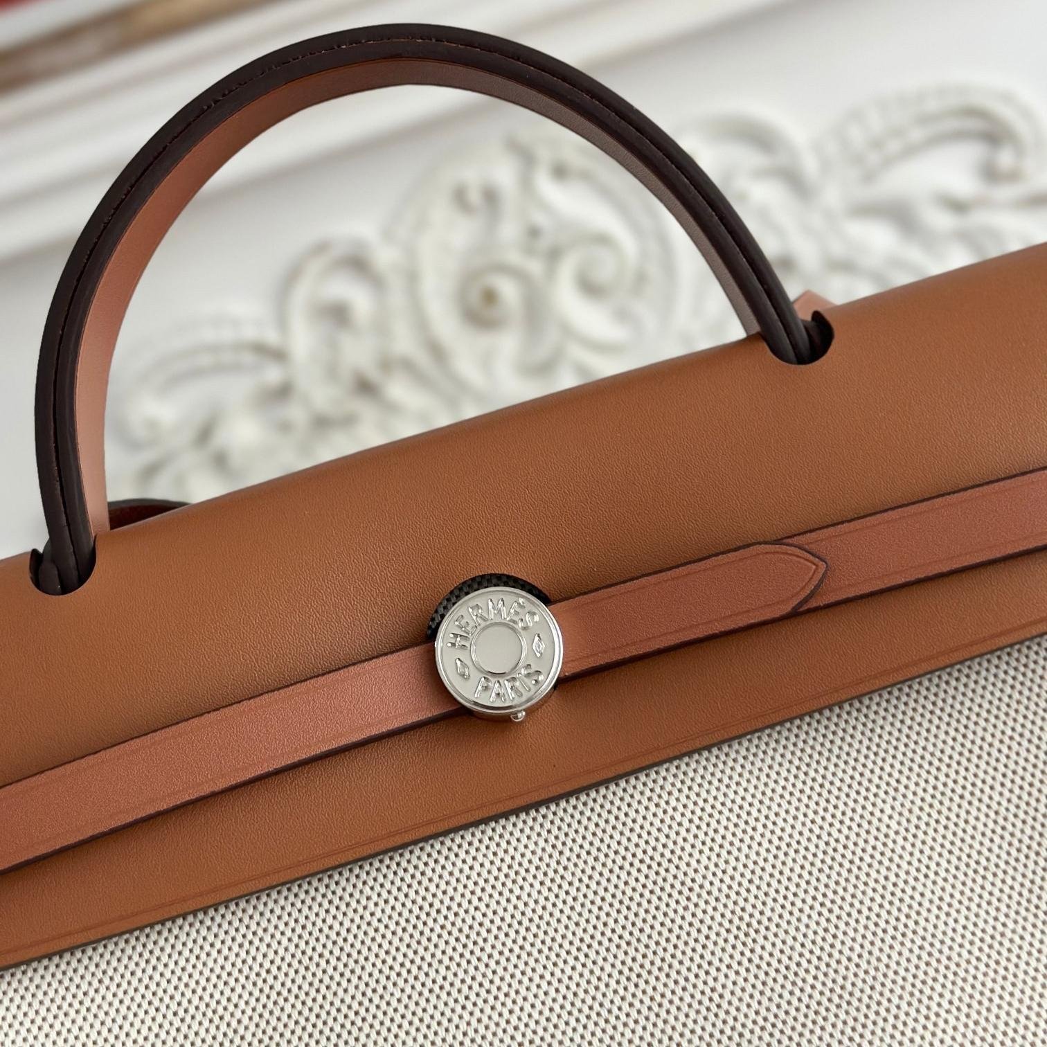 Herbag Light Gray Canvas Calfskin 31CM - 图片 4