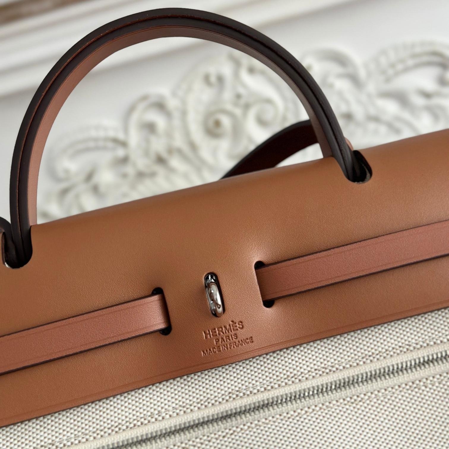 Herbag Light Gray Canvas Calfskin 31CM - 图片 5