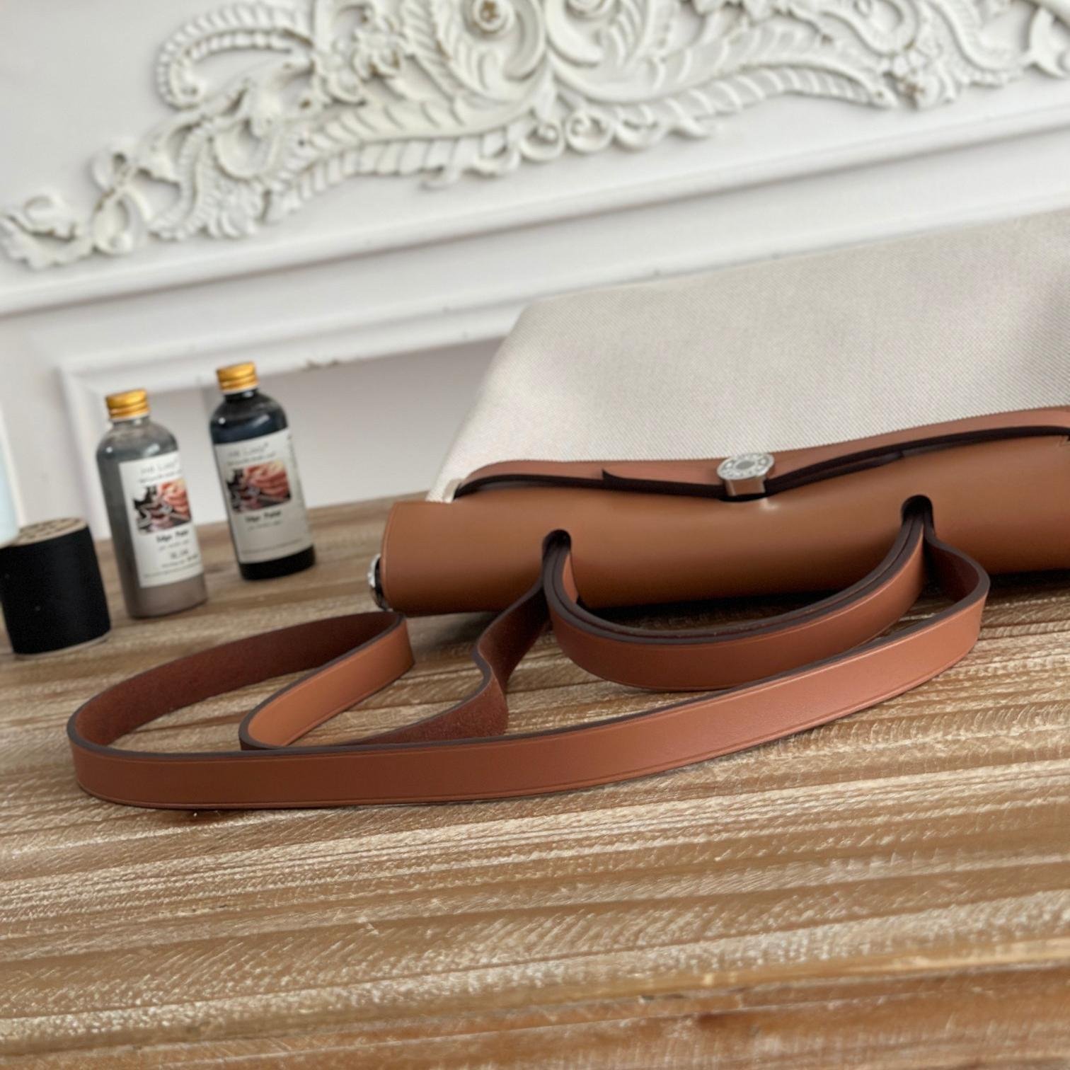 Herbag Light Gray Canvas Calfskin 31CM - 图片 7