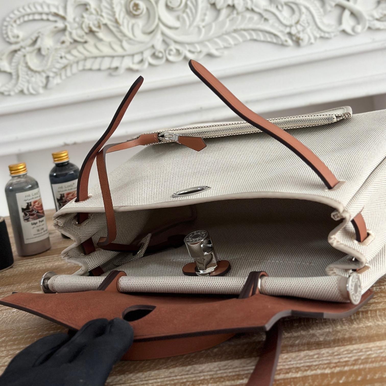 Herbag Light Gray Canvas Calfskin 31CM - 图片 8