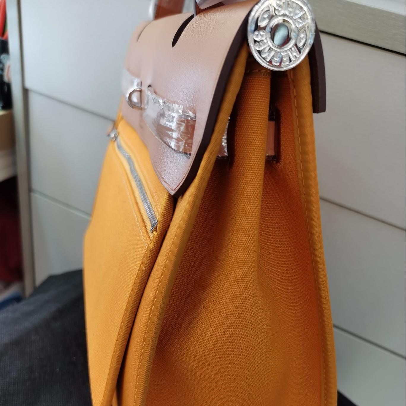 Herbag Apricot Canvas Calfskin 31CM - 图片 3