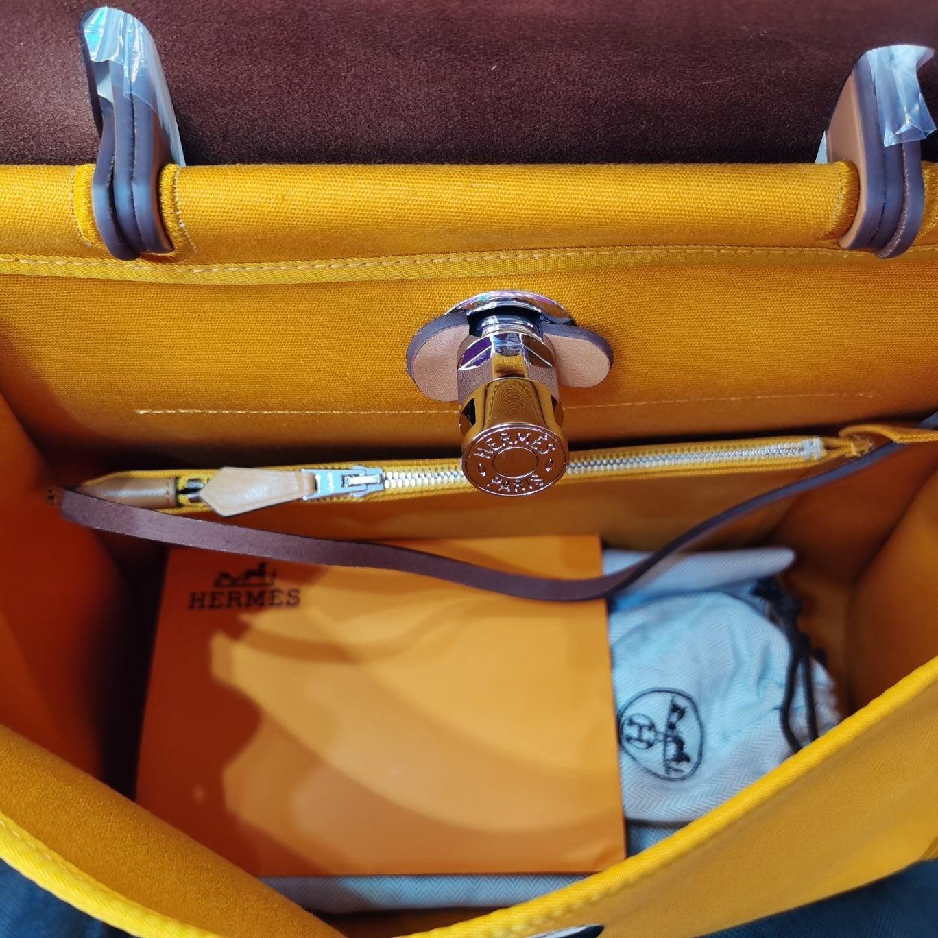 Herbag Apricot Canvas Calfskin 31CM - 图片 5