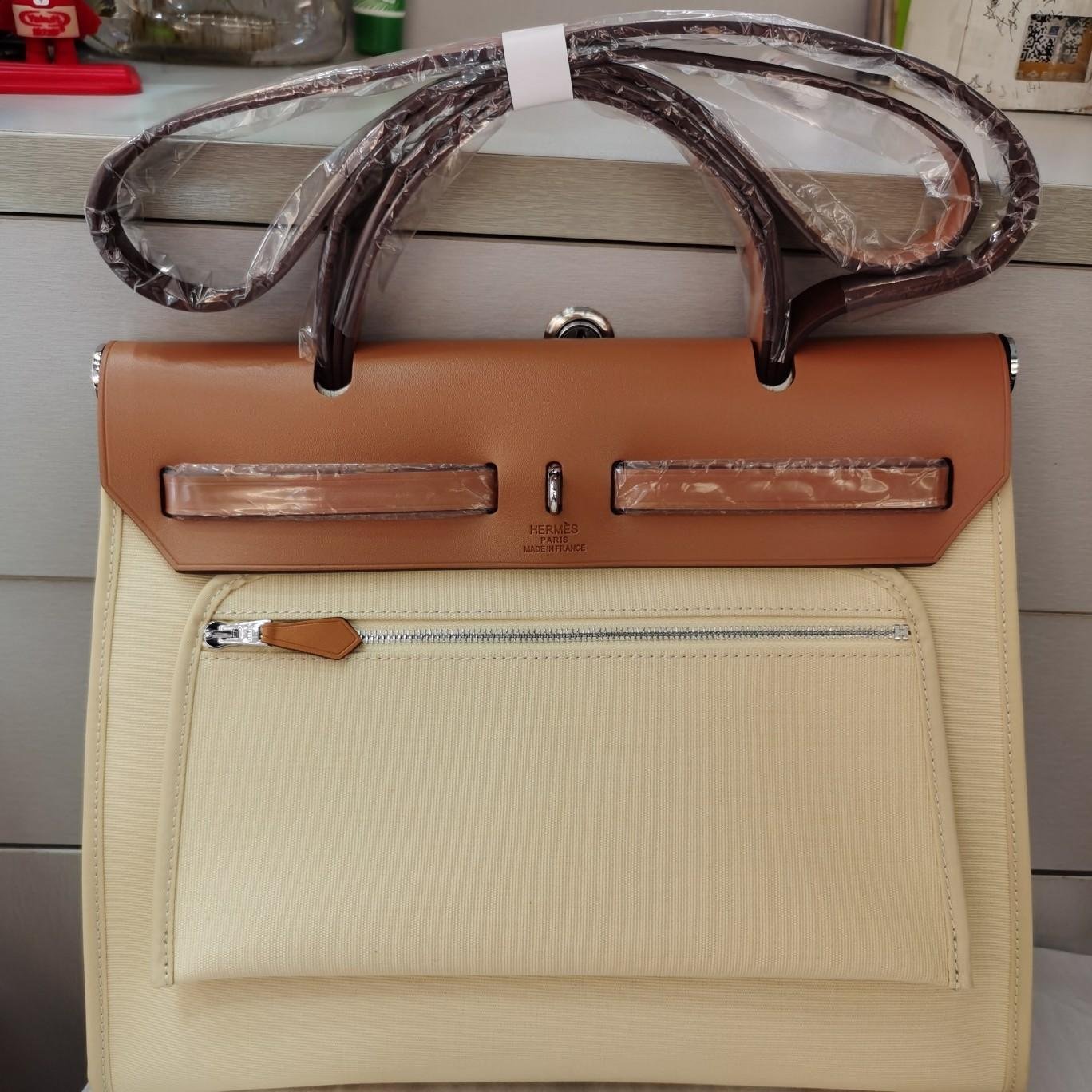 Herbag Off-white Canvas Calfskin 31CM - 图片 2
