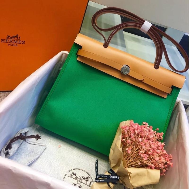 herbag Green Canvas Calfskin 31CM